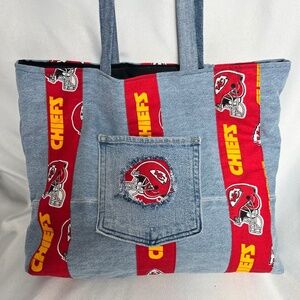 Upcycled Denim Kansas City tote purse